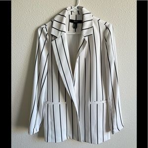 Long Black & White Striped Blazer